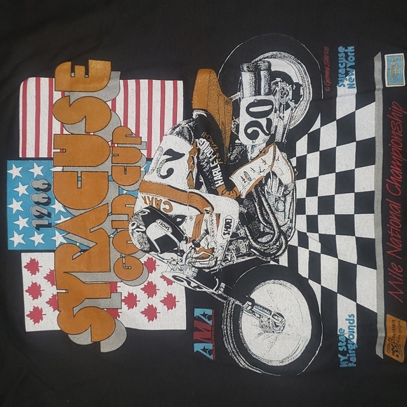 Vintage Other - Super Rare 1988 Syracuse Gold Cup Motorcycle Front and Back Single Stitch Grail.